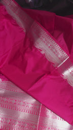 Plum Semi Silk with Silver Zari Border