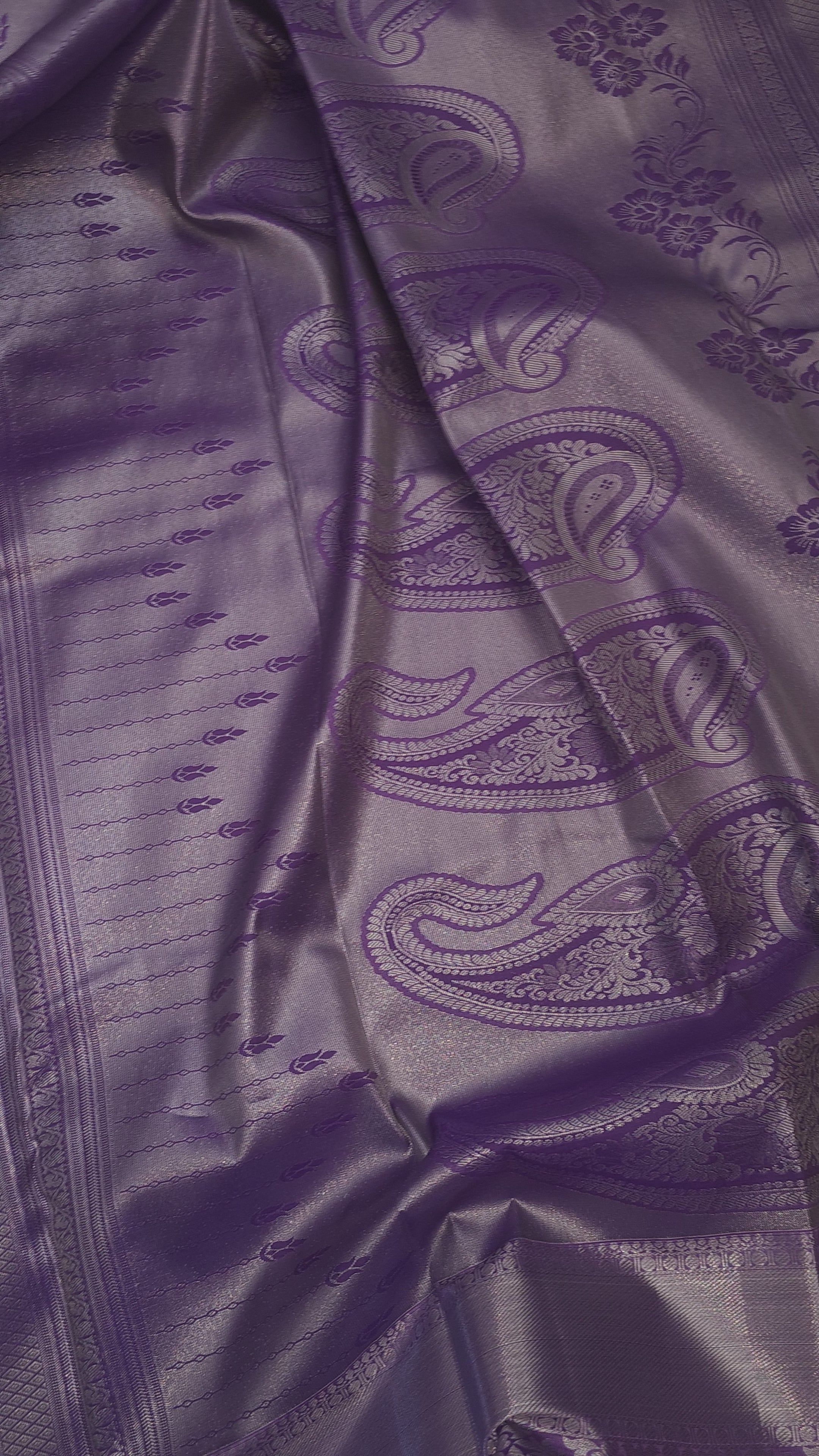 Lavender Checked Semi Silk
