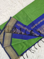 Cotton Silk  - Green x Royal Blue Contrast