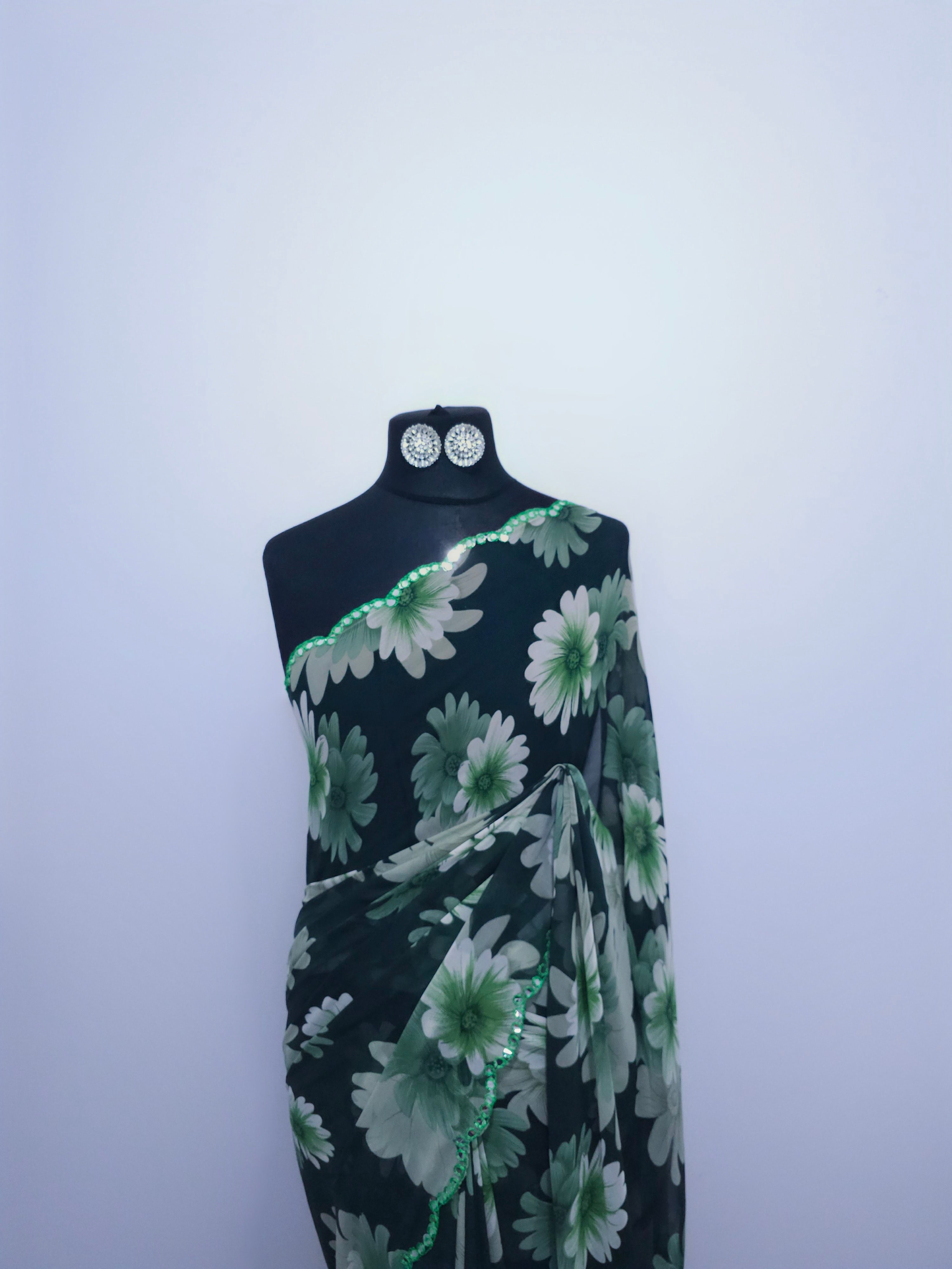 Pink blush Floral Georgette Saree – Lightweight with pink Border