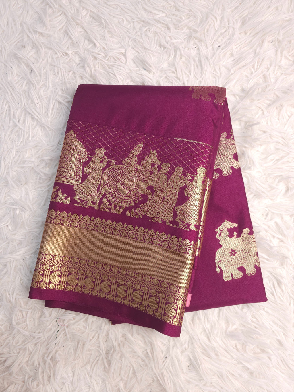 Gaja Royale Soft Silk Saree - Magenta