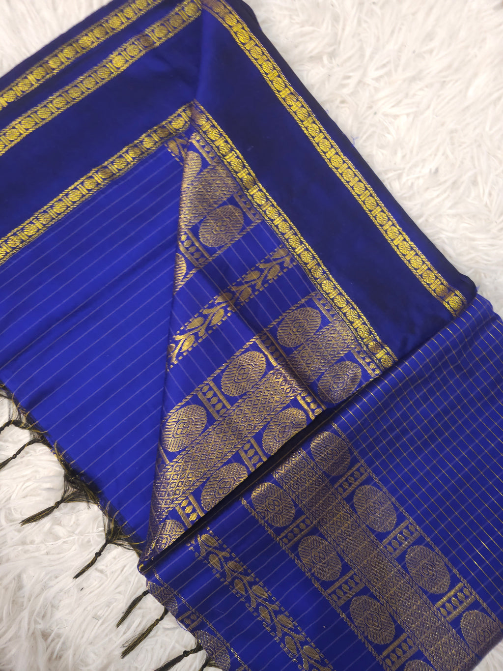 Classic Kattam Cotton Silk Saree – Royal Blue
