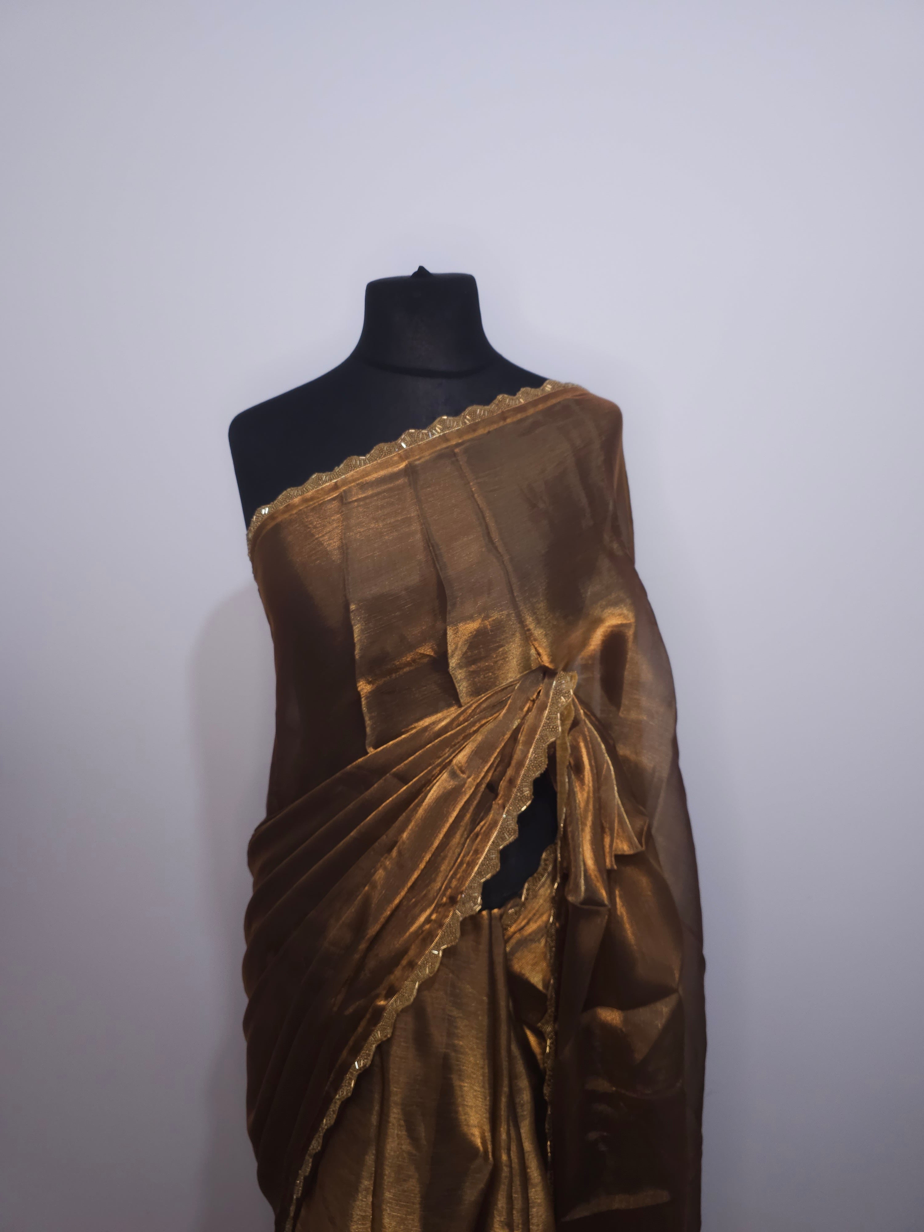 Teal Blue Chiffon Saree