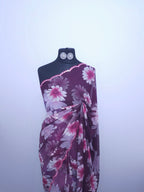 Pink blush Floral Georgette Saree – Lightweight with pink Border