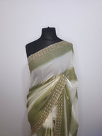 Ivory Rose Pink Stone Space Silk Saree