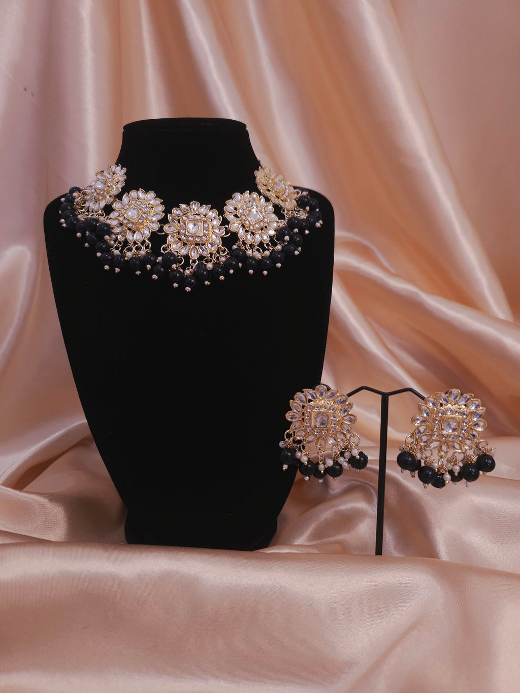 Midnight Kundan Floral Set