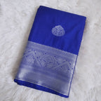 Royal Blue Soft Silk Saree with Silver Border | Lightweight Festive Saree