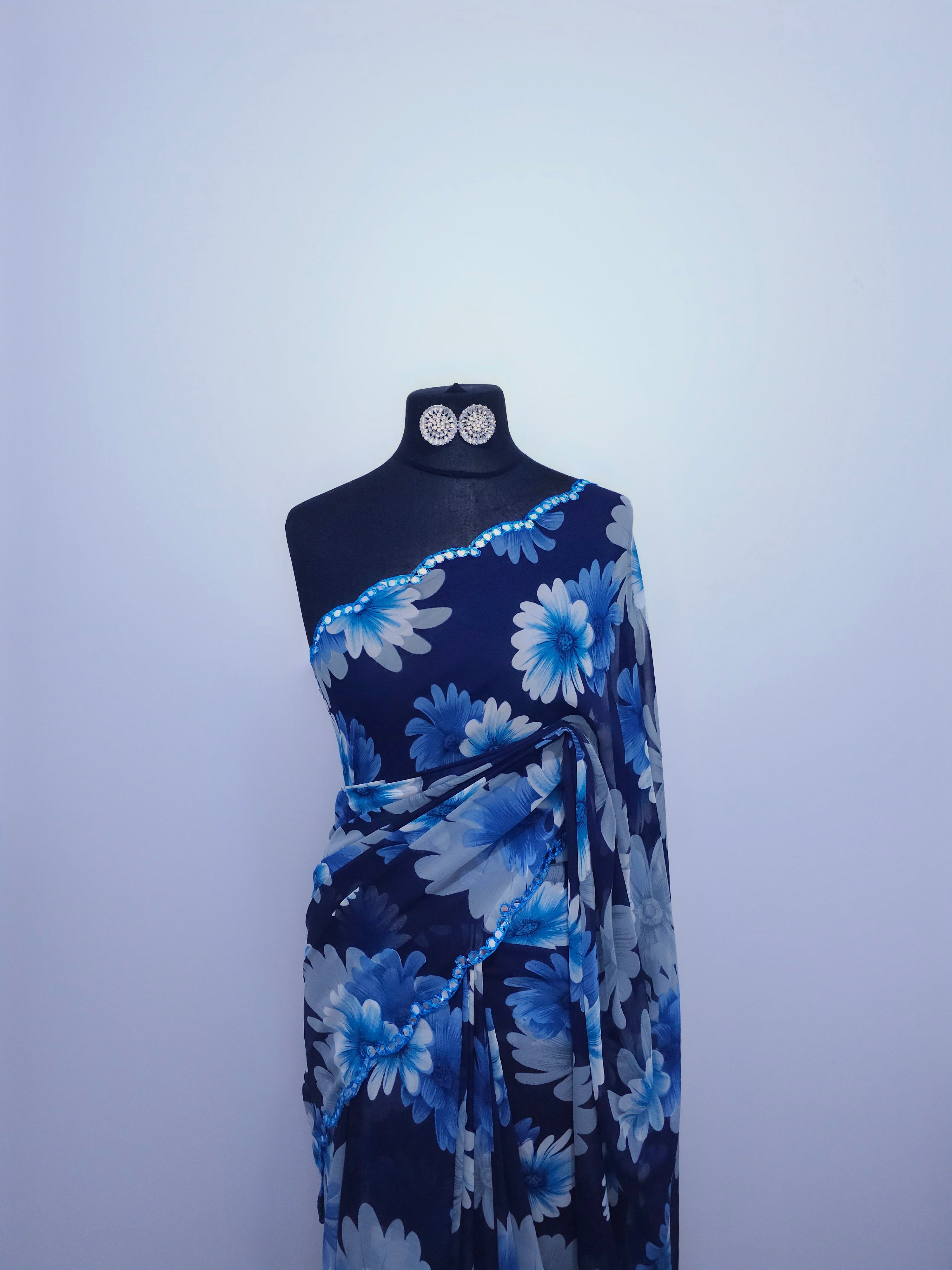 Pink blush Floral Georgette Saree – Lightweight with pink Border