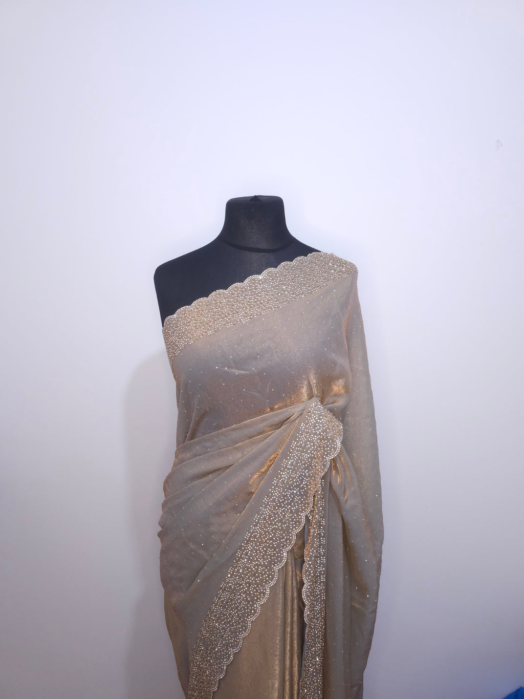 Black Space Silk Saree – Full Stone Work with Border