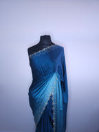 Black Grey Satin Stone Saree