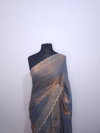 Deep Violet Space Silk Saree – Heavy Stone Border