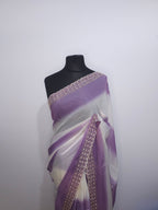 Ivory Gold Stone Space Silk Saree