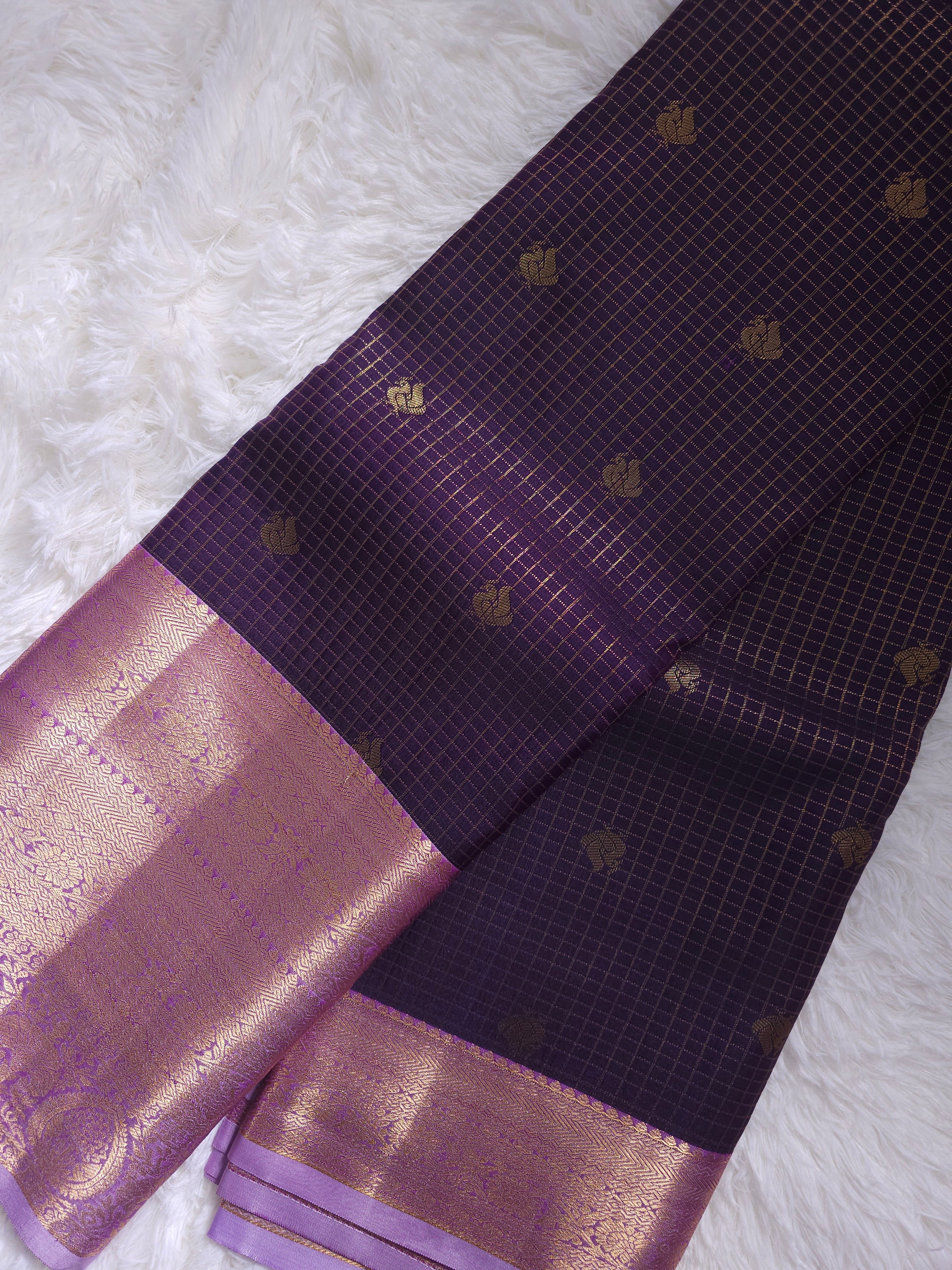 Royal Purple Soft Silk Saree with Intricate Gold Weave