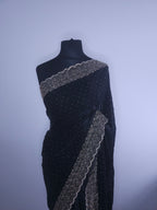 Rose Gold Space Silk Saree – Stone Border & Soft Sparkle Glow