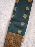 Dark Green Soft Silk Saree with Gold Border