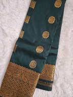 Dark Green Soft Silk Saree with Gold Border