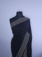 Navy Blue Space Silk Saree – Elegant Stone Work with Stone Border
