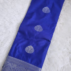 Royal Blue Soft Silk Saree with Silver Border | Lightweight Festive Saree