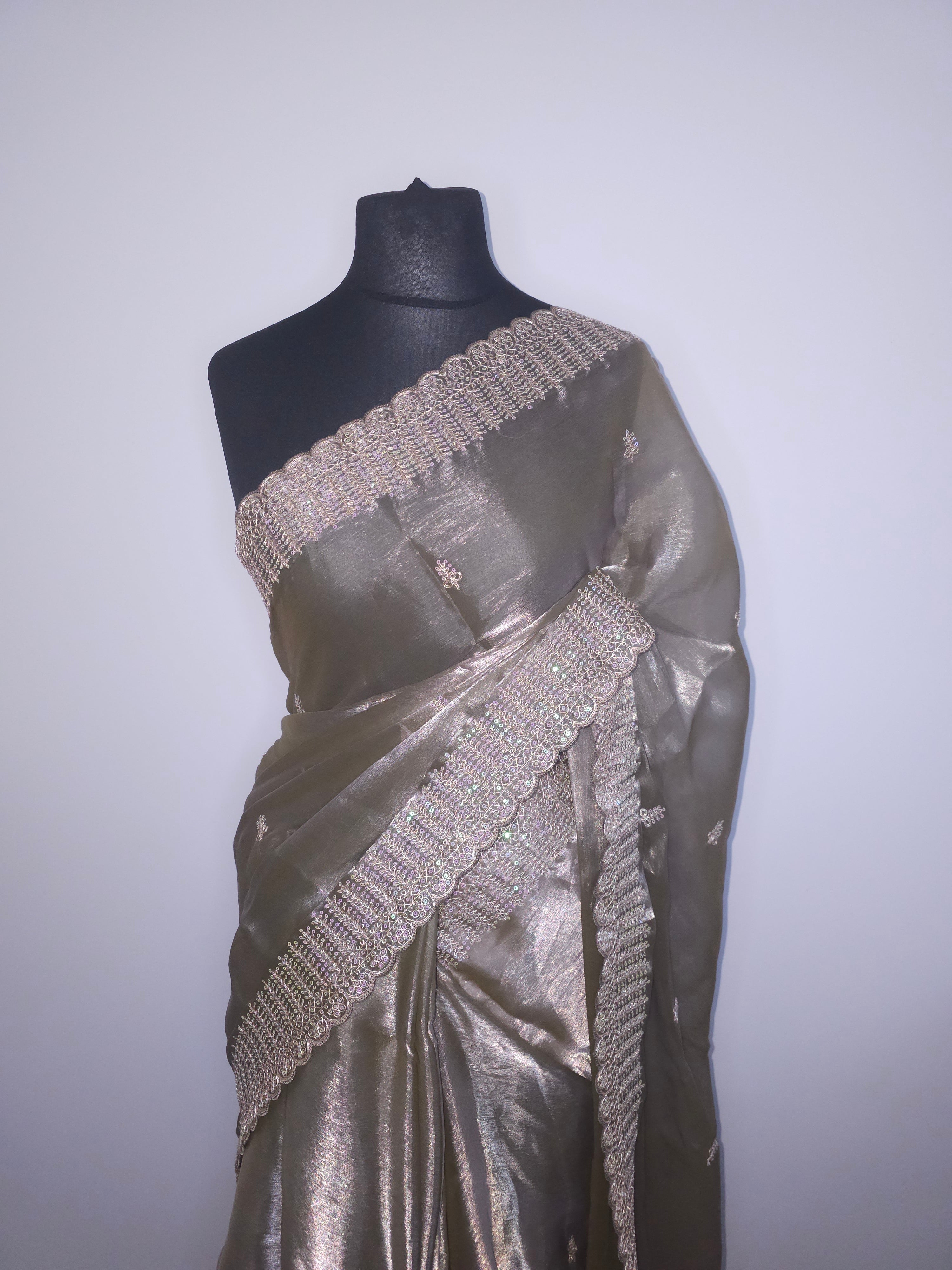 Champagne Art Silk Embroidery