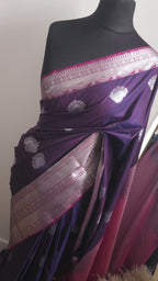 Plum Semi Silk with Silver Zari Border