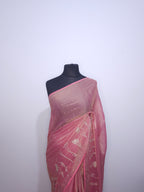 Purple Silver Dual Tone Chiffon Saree