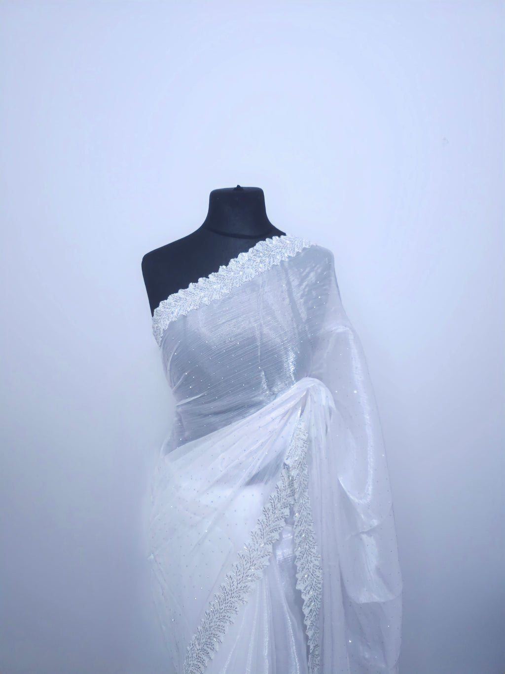 White Jimmy Choo Silk Saree