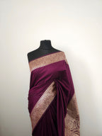 Burnt Maroon Cocoa Soft Silk Saree