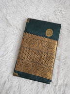 Dark Green Soft Silk Saree with Gold Border