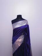 Lavender Soft Silk Saree with Silver Zari Border