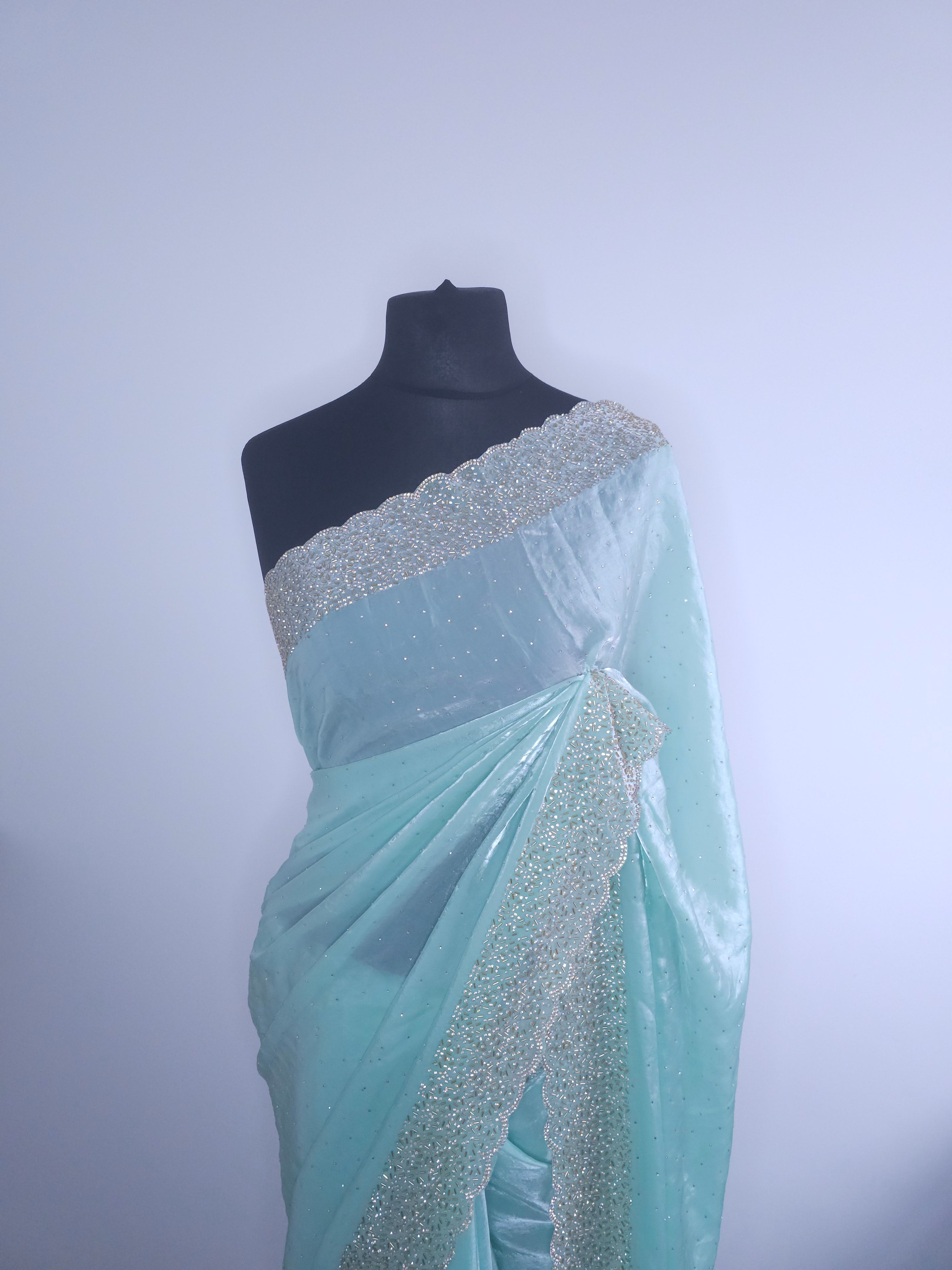 Rose Gold Twilight Space Silk Saree