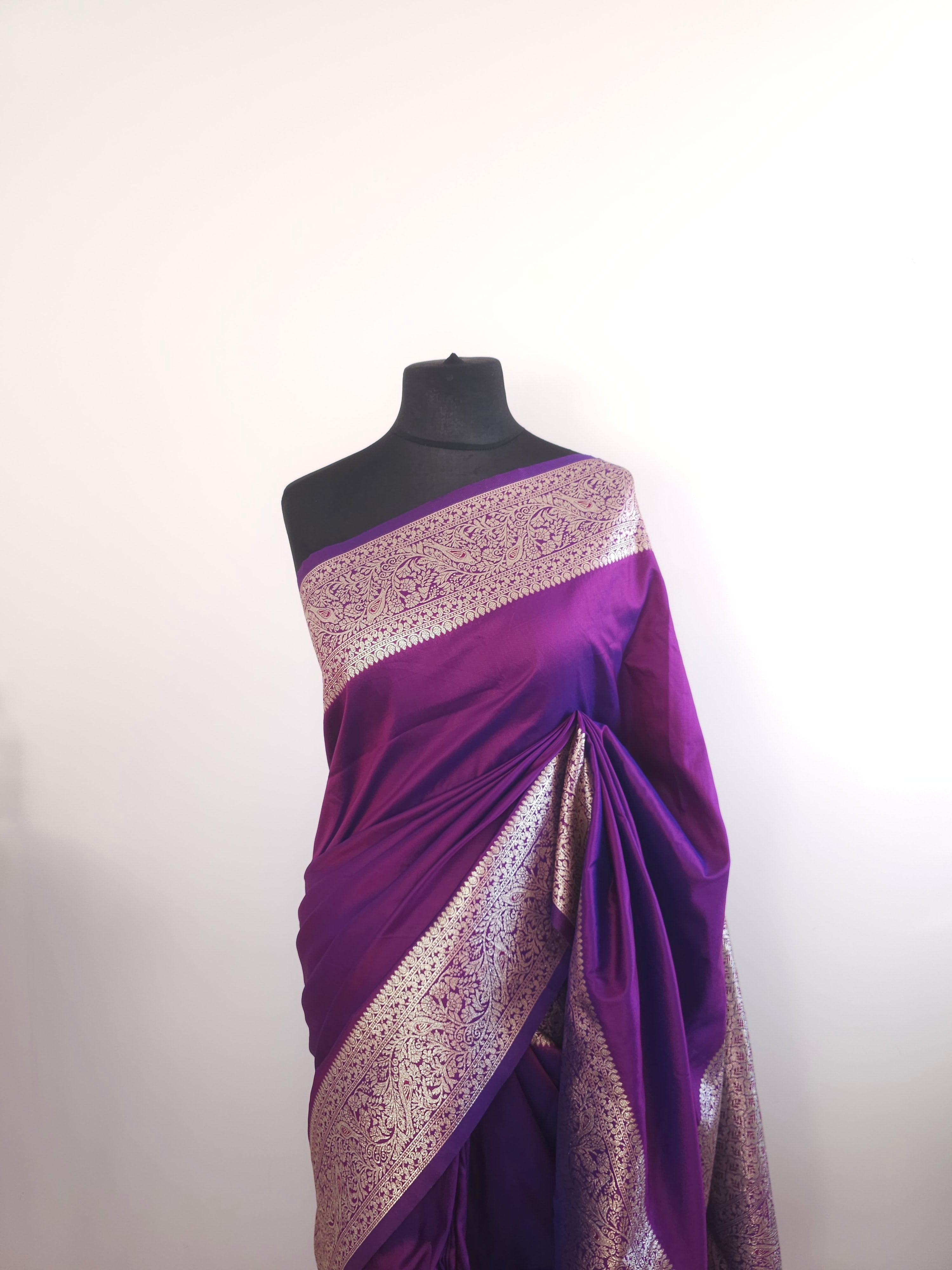 Deep Maroon Soft Silk Saree with Silver Zari Border