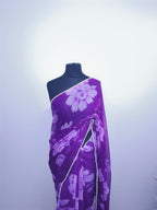 White Floral Georgette - Pearl Beaded Border