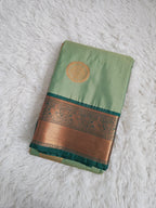 Emerald & Pistachio Green Soft Silk Saree with Gold Border |