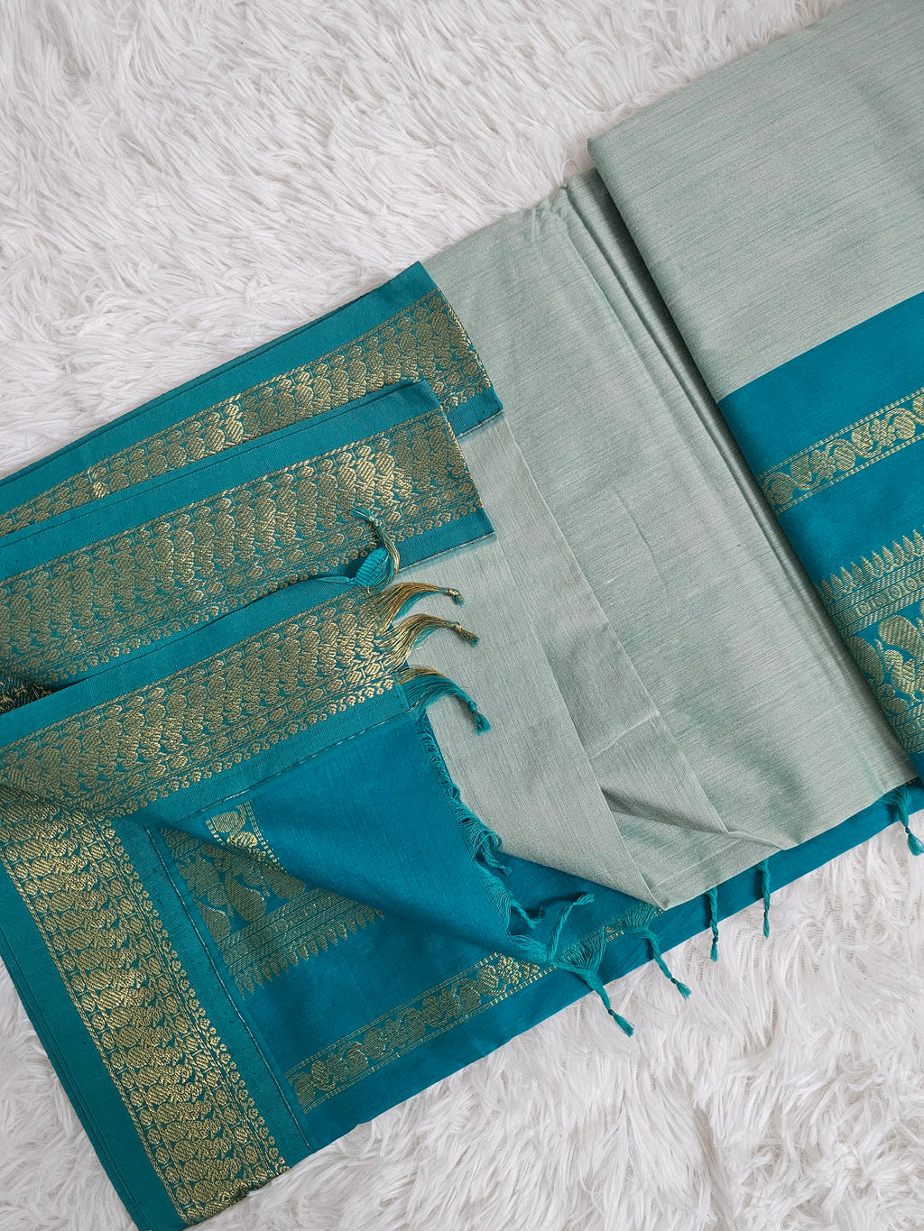 Cotton Silk - Mustard x Royal Blue Contrast