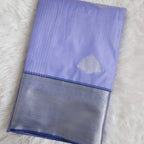 Lavender Blue Soft Silk Saree with Silver Border | Lightweight Festive Wear