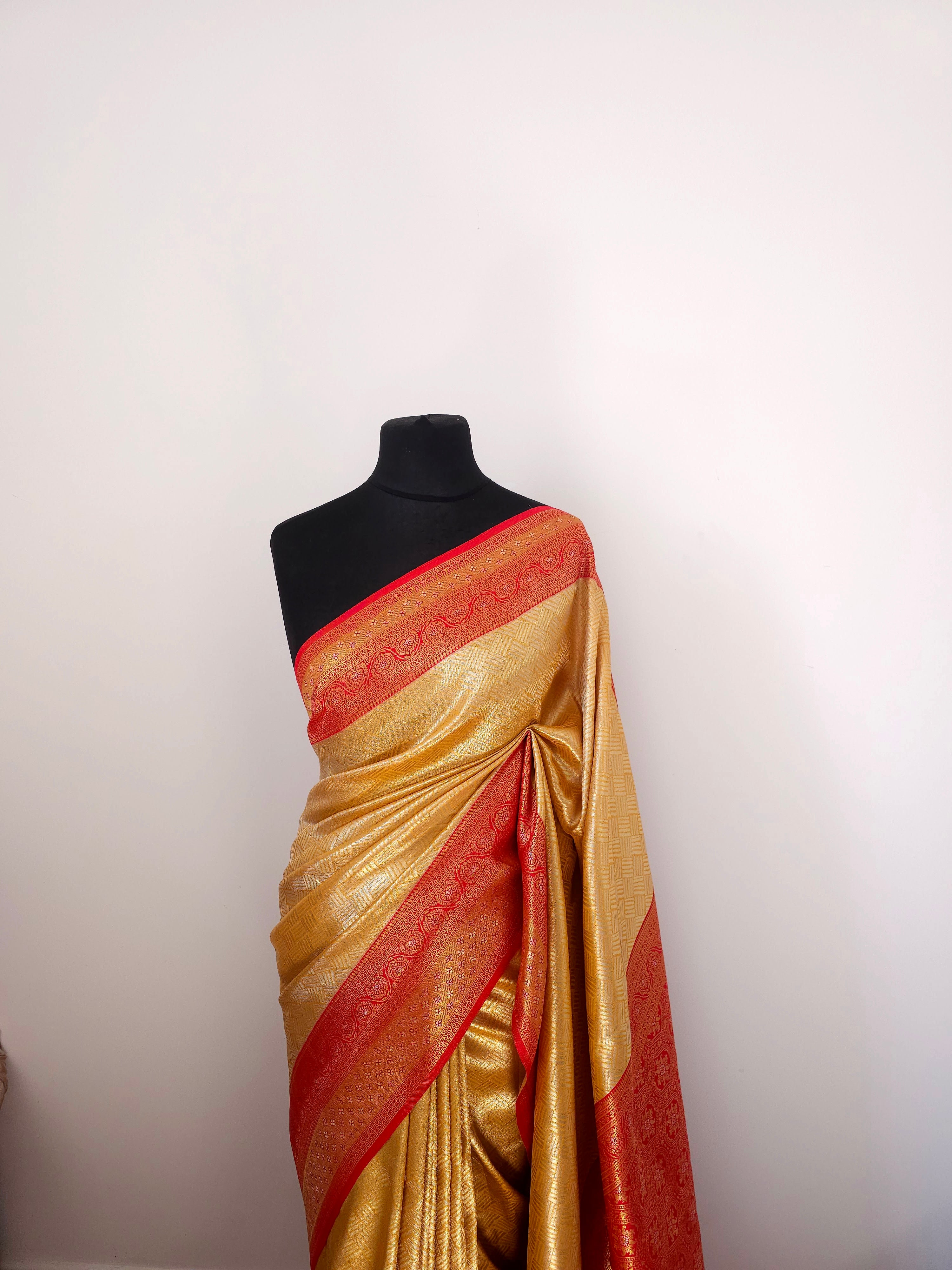 Gold Banarasi Soft Silk Tissue Saree