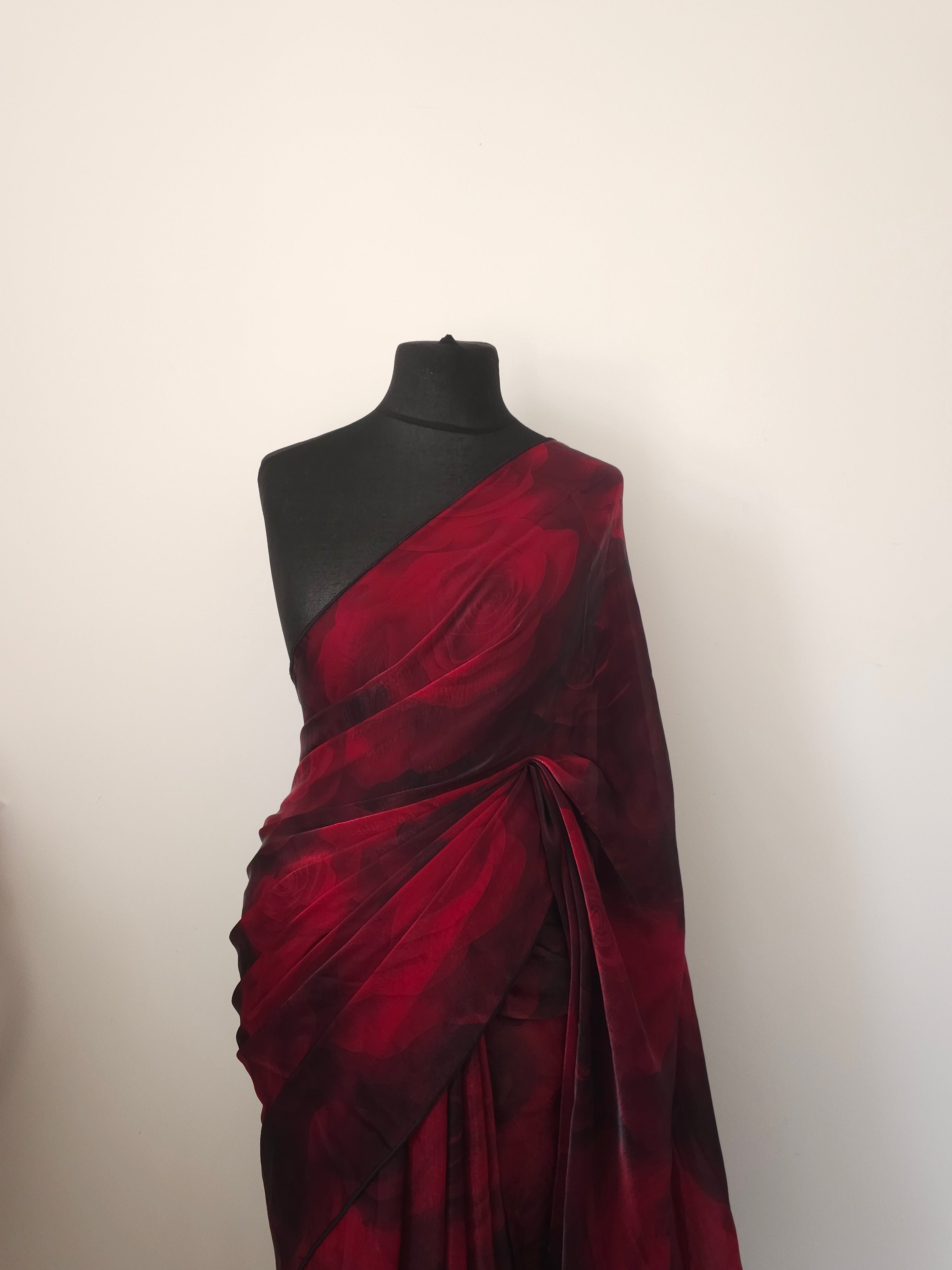 Enchanted Rose Satin Saree
