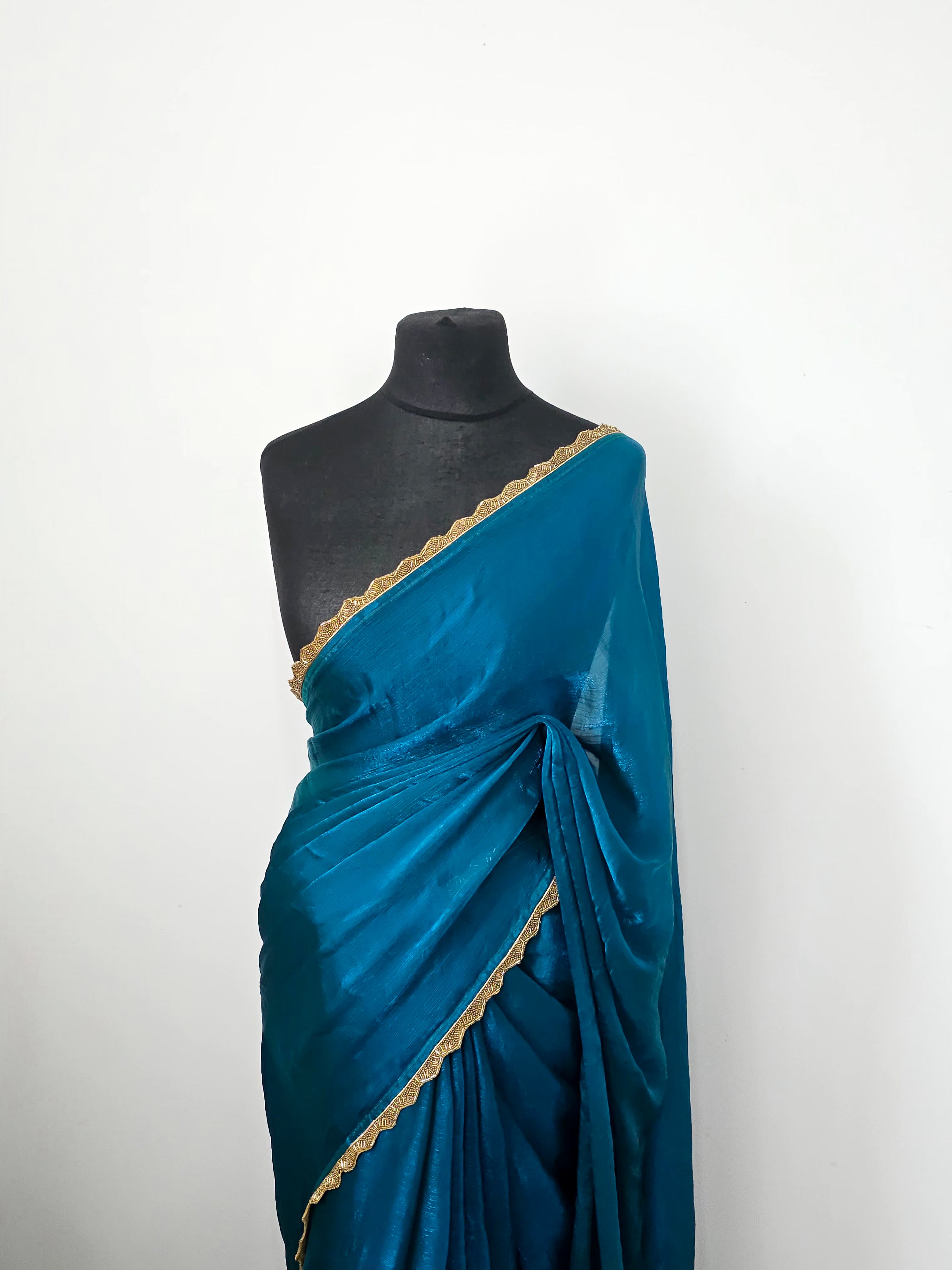 Turquoise Drift Chiffon Saree