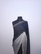 Black Grey Satin Stone Saree
