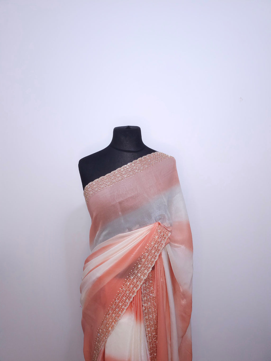 Ivory Sky Blue Stone Space Silk