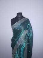 Teal Art Silk Embroidery