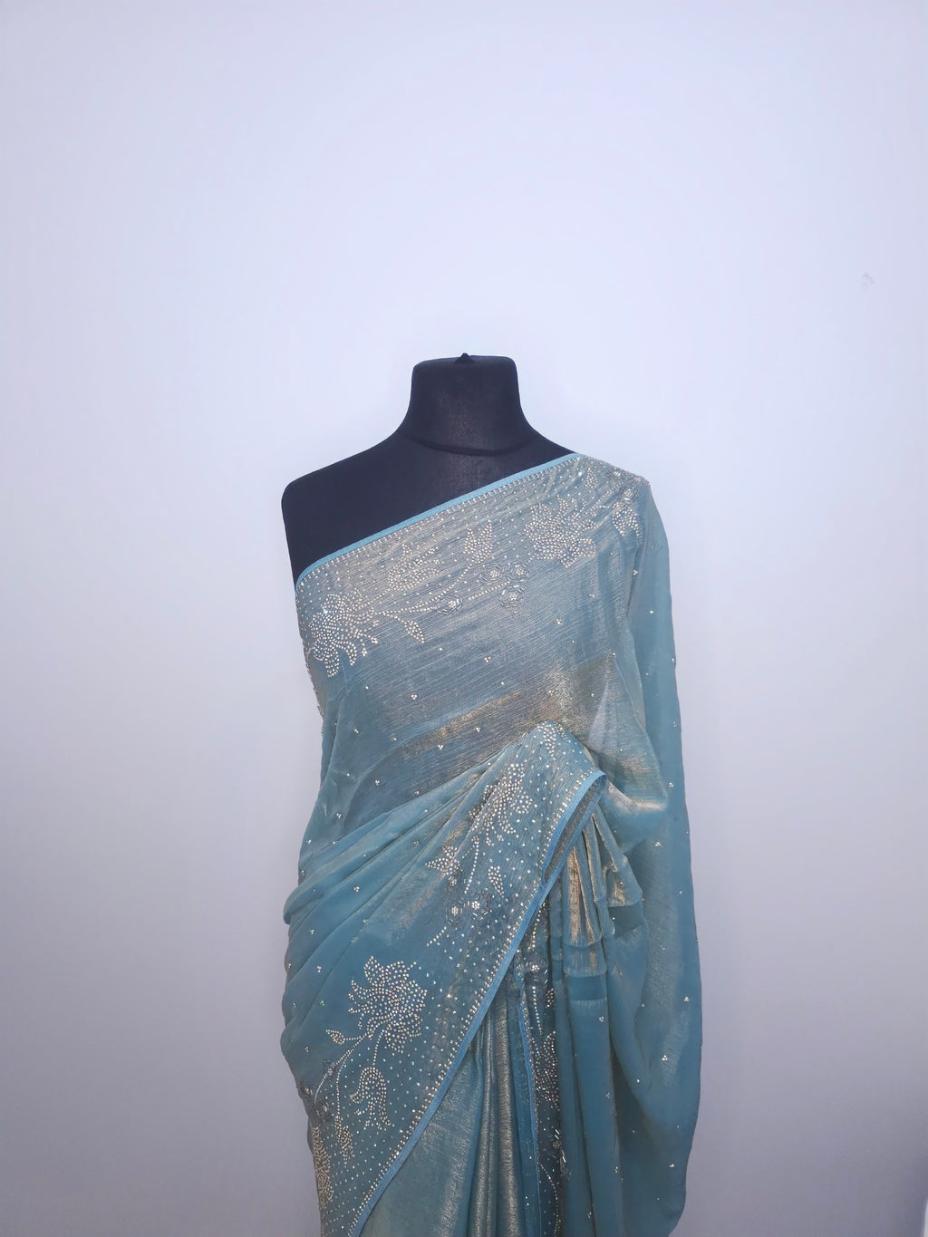 Purple Silver Dual Tone Chiffon Saree