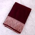 Burnt Maroon Cocoa Soft Silk Saree