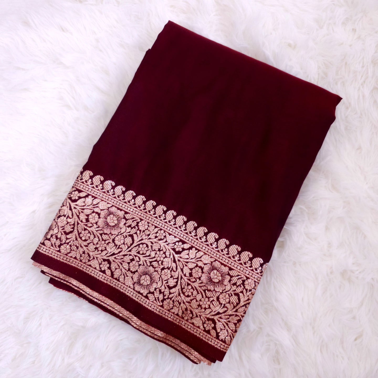 Burnt Maroon Cocoa Soft Silk Saree