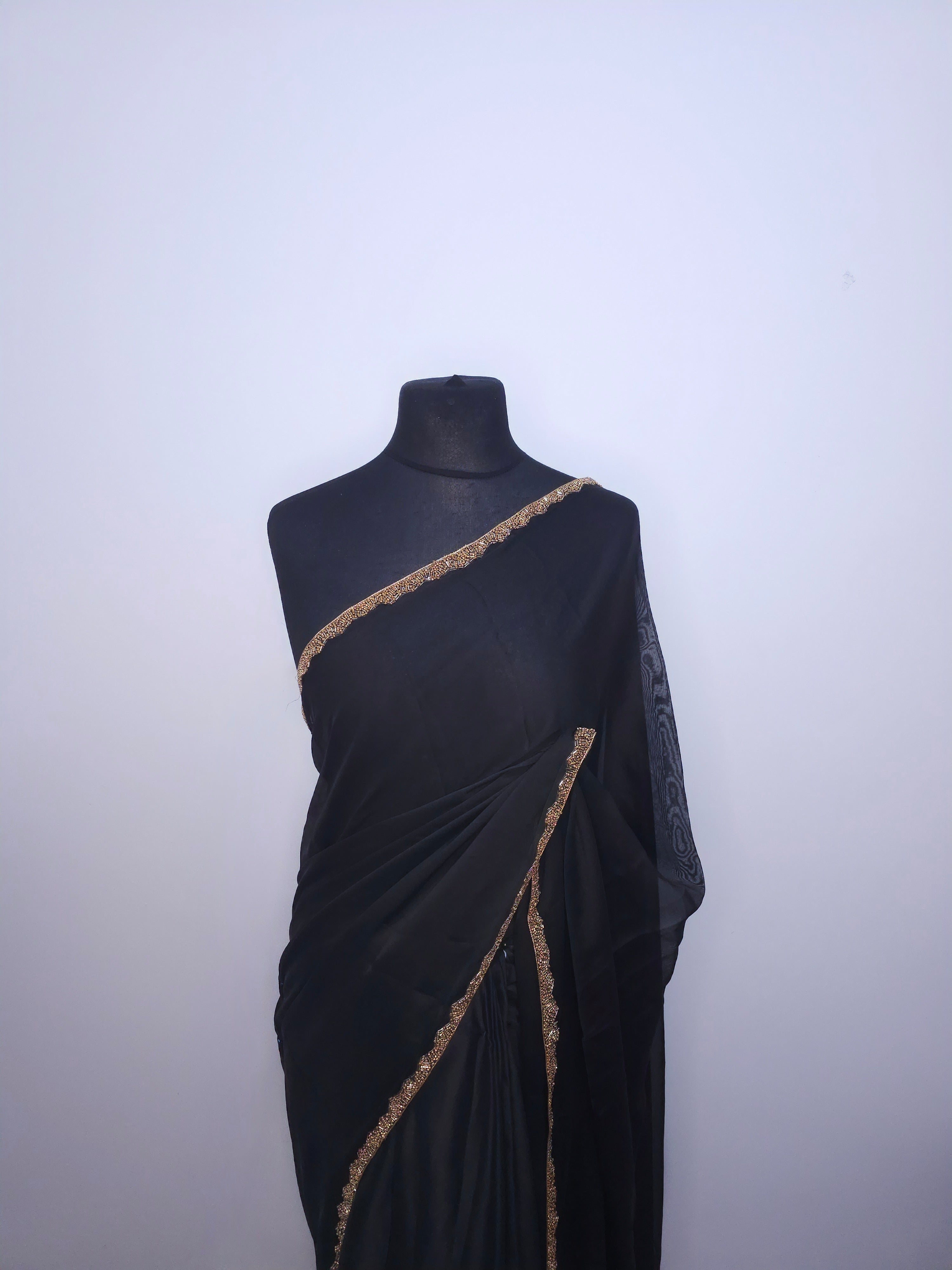 Navy Blue Fendy Silk Saree